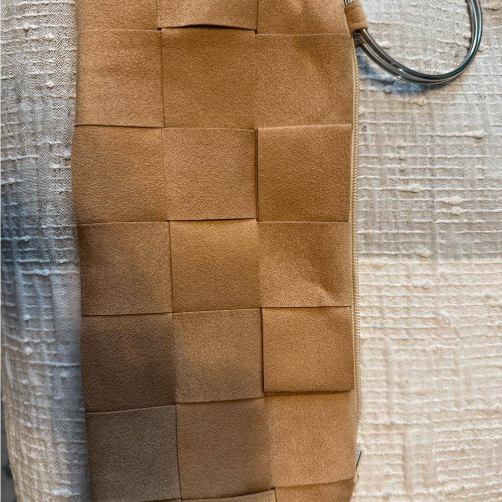 Tan Woven Clutch